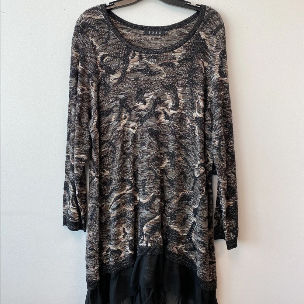 Zozo Black/Multi XL Rayon/Cotton Sweater NWT